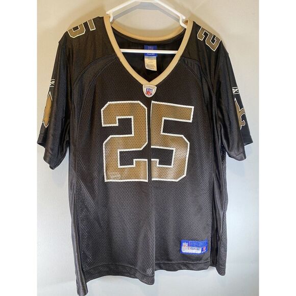 New Orleans Saints Reggie Bush Football Jersey Womens‎ XL Reebok #25 Black Y2K - Picture 1 of 7